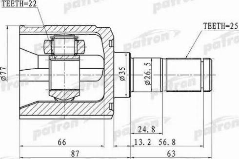 Patron PCV1003 - Шарнирный комплект, ШРУС, приводной вал unicars.by