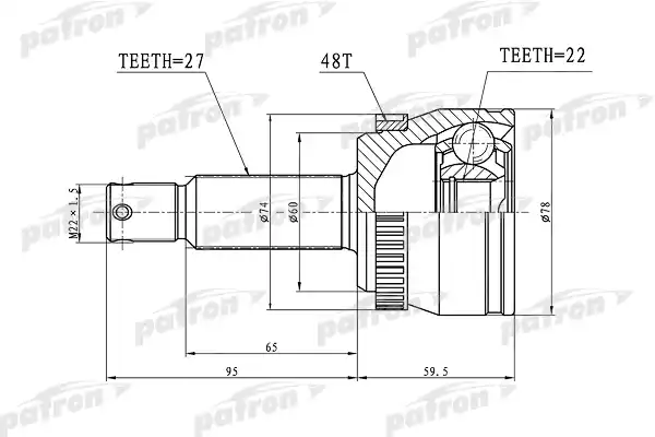 Patron PCV1018 - Шарнирный комплект, ШРУС, приводной вал unicars.by