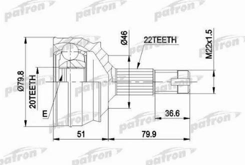 Patron PCV1013 - Шарнирный комплект, ШРУС, приводной вал unicars.by