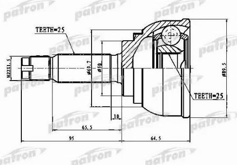 Patron PCV1012 - Шарнирный комплект, ШРУС, приводной вал unicars.by