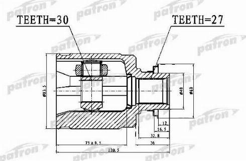 Patron PCV1017 - Шарнирный комплект, ШРУС, приводной вал unicars.by