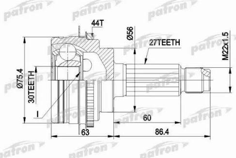 Patron PCV1084 - Шарнирный комплект, ШРУС, приводной вал unicars.by