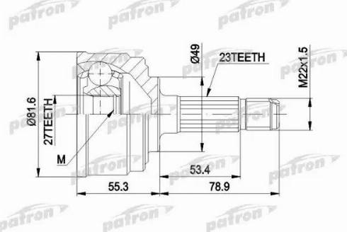 Patron PCV1086 - Шарнирный комплект, ШРУС, приводной вал unicars.by