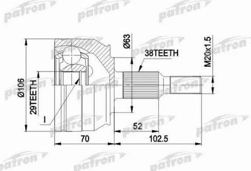 Patron PCV1033 - Шарнирный комплект, ШРУС, приводной вал unicars.by