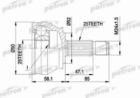 Patron PCV1032 - Шарнирный комплект, ШРУС, приводной вал unicars.by