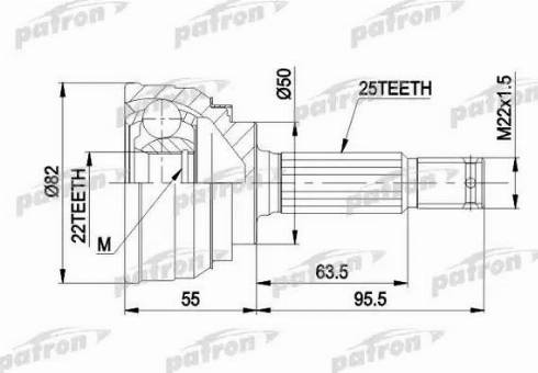 Patron PCV1026 - Шарнирный комплект, ШРУС, приводной вал unicars.by