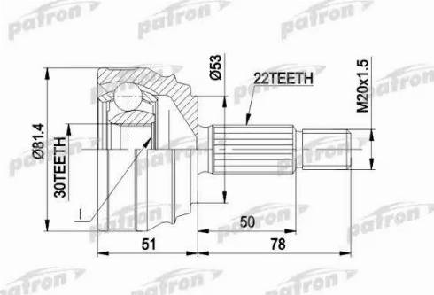 Patron PCV1021 - Шарнирный комплект, ШРУС, приводной вал unicars.by