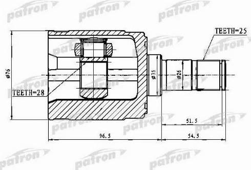 Patron PCV1023 - Шарнирный комплект, ШРУС, приводной вал unicars.by