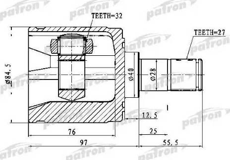 Patron PCV1022 - Шарнирный комплект, ШРУС, приводной вал unicars.by