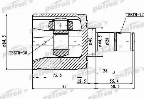 Patron PCV1027 - Шарнирный комплект, ШРУС, приводной вал unicars.by