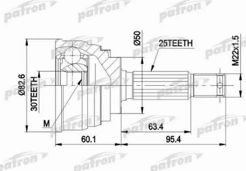 Patron PCV1191 - Шарнирный комплект, ШРУС, приводной вал unicars.by