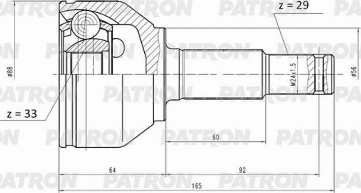 Patron PCV1150 - Шарнирный комплект, ШРУС, приводной вал unicars.by