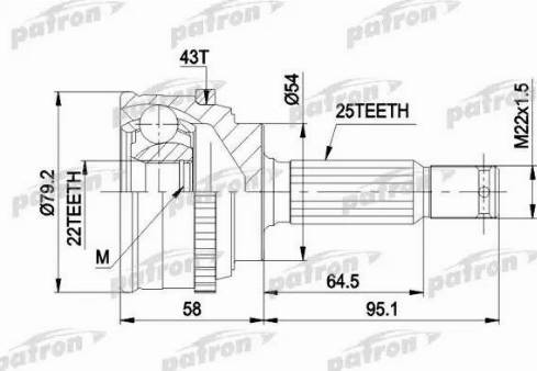 Patron PCV1161 - Шарнирный комплект, ШРУС, приводной вал unicars.by