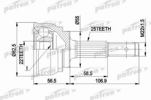 Patron PCV1163 - Шарнирный комплект, ШРУС, приводной вал unicars.by