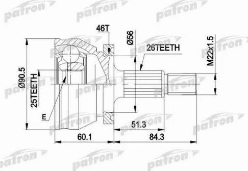 Patron PCV1167 - Шарнирный комплект, ШРУС, приводной вал unicars.by