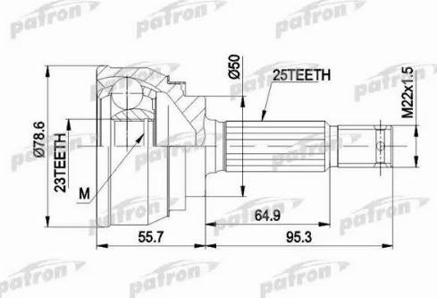 Patron PCV1104 - Шарнирный комплект, ШРУС, приводной вал unicars.by