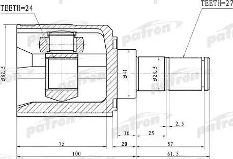 Patron PCV1105 - Шарнирный комплект, ШРУС, приводной вал unicars.by