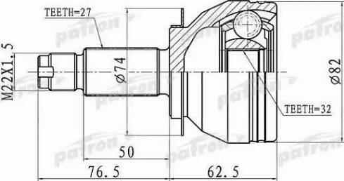 Patron PCV1106 - Шарнирный комплект, ШРУС, приводной вал unicars.by