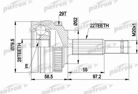 Patron PCV1116 - Шарнирный комплект, ШРУС, приводной вал unicars.by