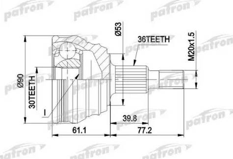 Patron PCV1189 - Шарнирный комплект, ШРУС, приводной вал unicars.by