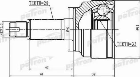 Patron PCV1185 - Шарнирный комплект, ШРУС, приводной вал unicars.by