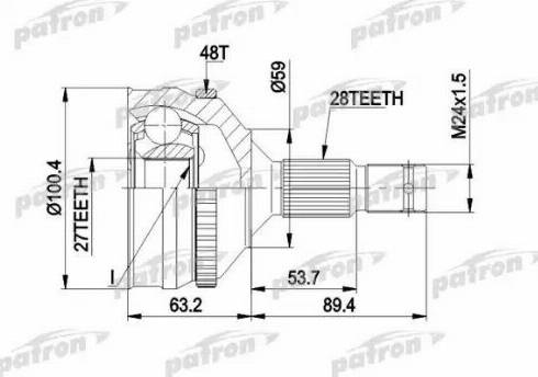 Patron PCV1180 - Шарнирный комплект, ШРУС, приводной вал unicars.by