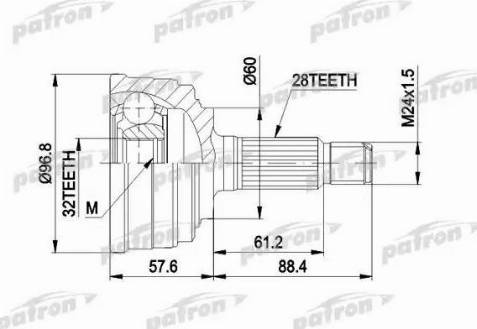 Patron PCV1131 - Шарнирный комплект, ШРУС, приводной вал unicars.by