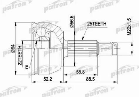 Patron PCV1125 - Шарнирный комплект, ШРУС, приводной вал unicars.by