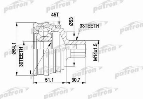 Patron PCV1122 - Шарнирный комплект, ШРУС, приводной вал unicars.by