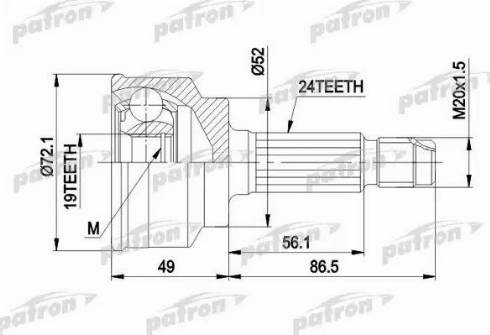 Patron PCV1171 - Шарнирный комплект, ШРУС, приводной вал unicars.by