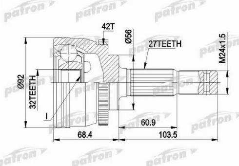 Patron PCV1173 - Шарнирный комплект, ШРУС, приводной вал unicars.by