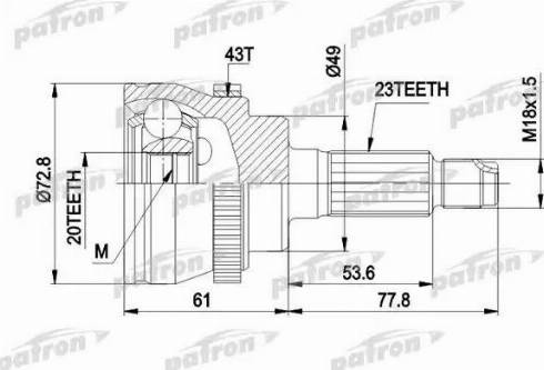 Patron PCV1394 - Шарнирный комплект, ШРУС, приводной вал unicars.by