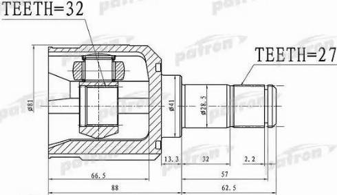 Patron PCV1390 - Шарнирный комплект, ШРУС, приводной вал unicars.by