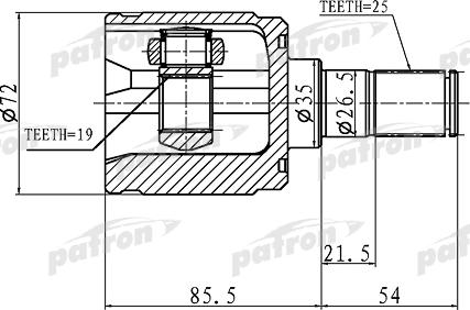 Patron PCV1344 - Шарнирный комплект, ШРУС, приводной вал unicars.by