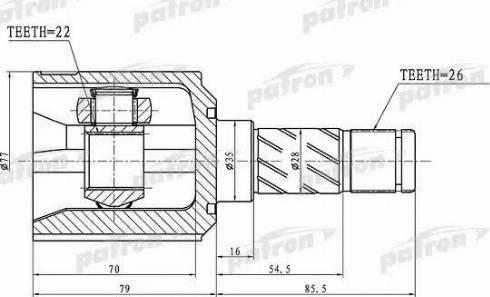 Patron PCV1359 - Шарнирный комплект, ШРУС, приводной вал unicars.by