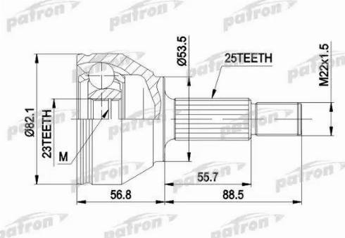 Patron PCV1354 - Шарнирный комплект, ШРУС, приводной вал unicars.by