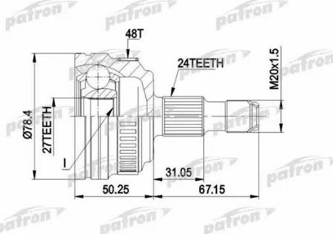 Patron PCV1367 - Шарнирный комплект, ШРУС, приводной вал unicars.by