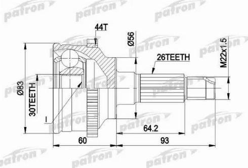 Patron PCV1304A - Шарнирный комплект, ШРУС, приводной вал unicars.by