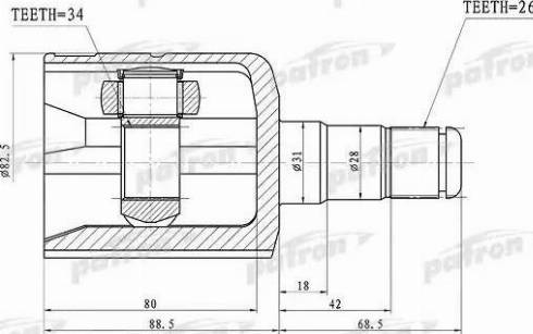 Patron PCV1305 - Шарнирный комплект, ШРУС, приводной вал unicars.by