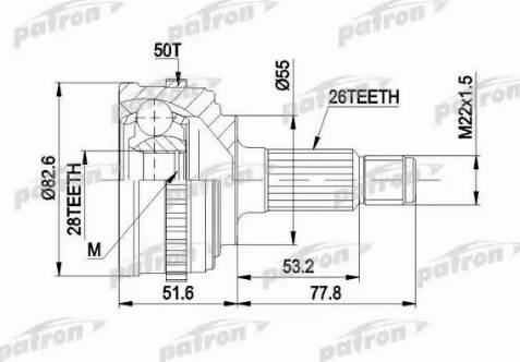 Patron PCV1301 - Шарнирный комплект, ШРУС, приводной вал unicars.by