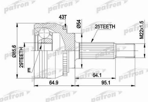 Patron PCV1385 - Шарнирный комплект, ШРУС, приводной вал unicars.by