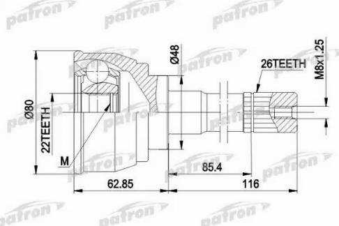 Patron PCV1380 - Шарнирный комплект, ШРУС, приводной вал unicars.by