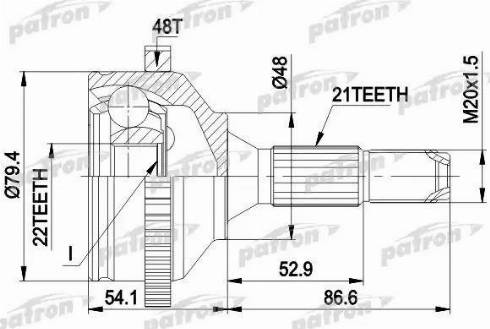 Patron PCV1382 - Шарнирный комплект, ШРУС, приводной вал unicars.by