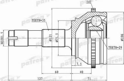 Patron PCV1334 - Шарнирный комплект, ШРУС, приводной вал unicars.by