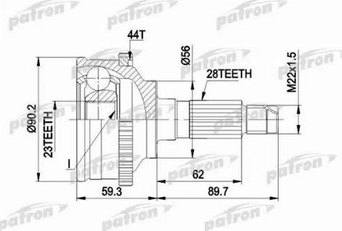 Patron PCV1335 - Шарнирный комплект, ШРУС, приводной вал unicars.by