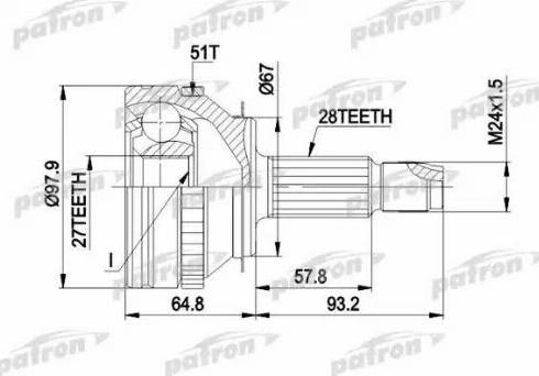 Patron PCV1371 - Шарнирный комплект, ШРУС, приводной вал unicars.by