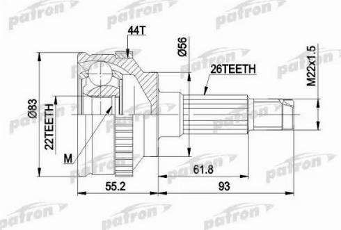 Patron PCV1372 - Шарнирный комплект, ШРУС, приводной вал unicars.by