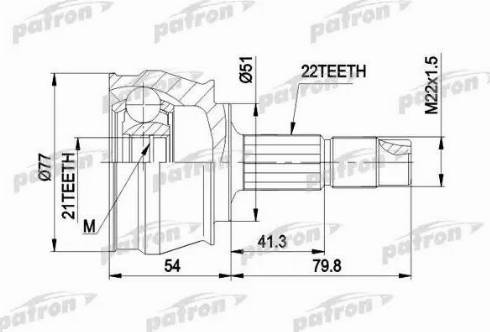 Patron PCV1296 - Шарнирный комплект, ШРУС, приводной вал unicars.by