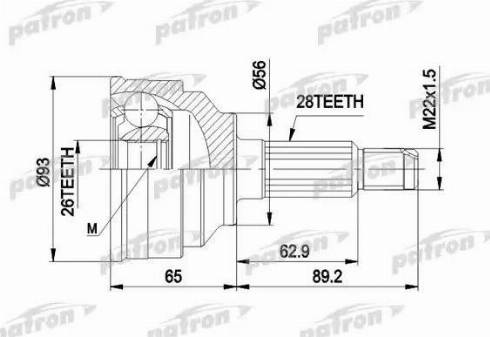 Patron PCV1291 - Шарнирный комплект, ШРУС, приводной вал unicars.by