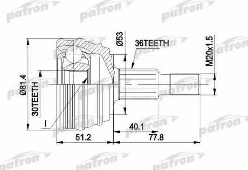 Patron PCV1241 - Шарнирный комплект, ШРУС, приводной вал unicars.by